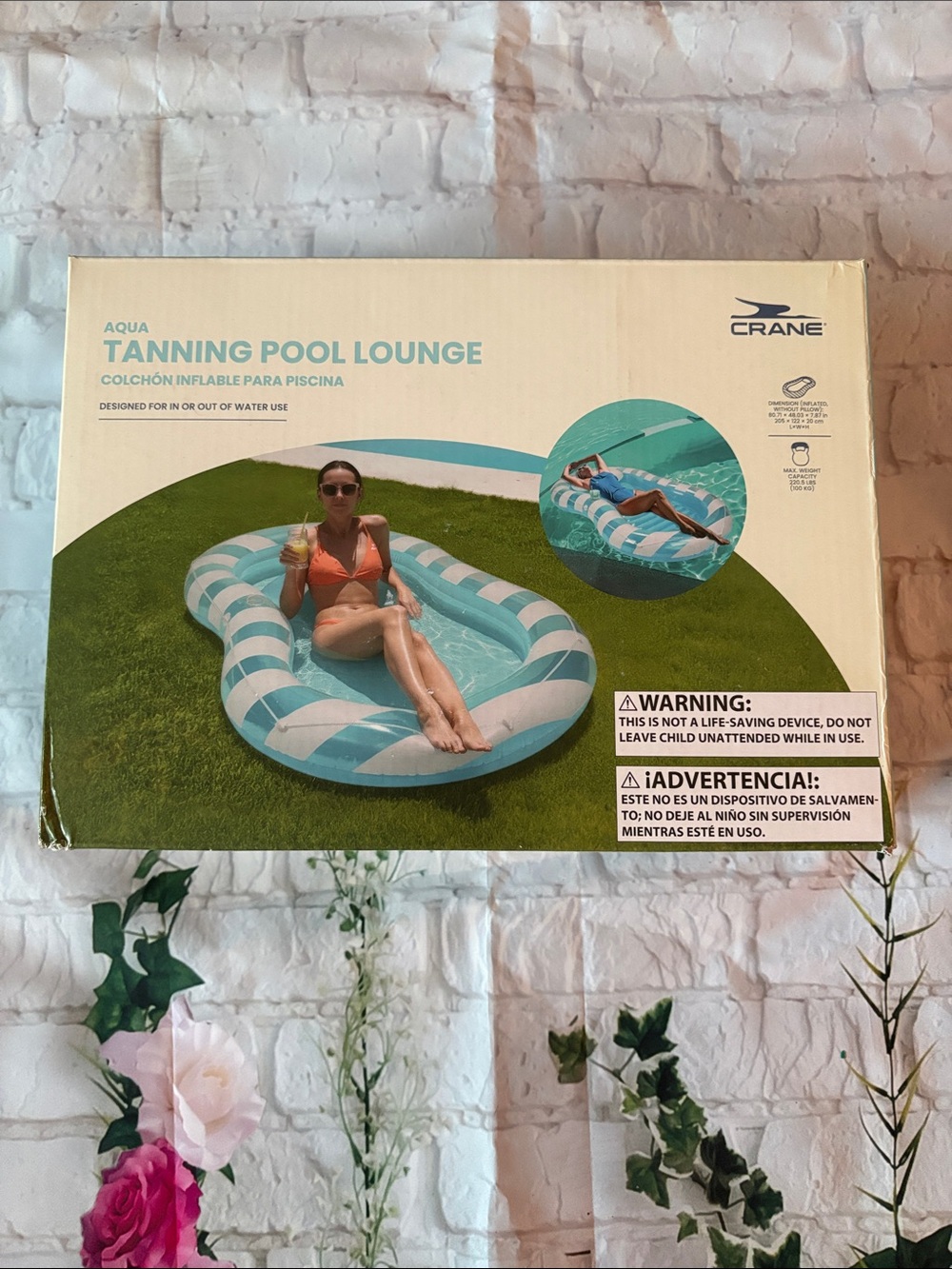 Crane Aqua Striped Tanning Pool Lounge
